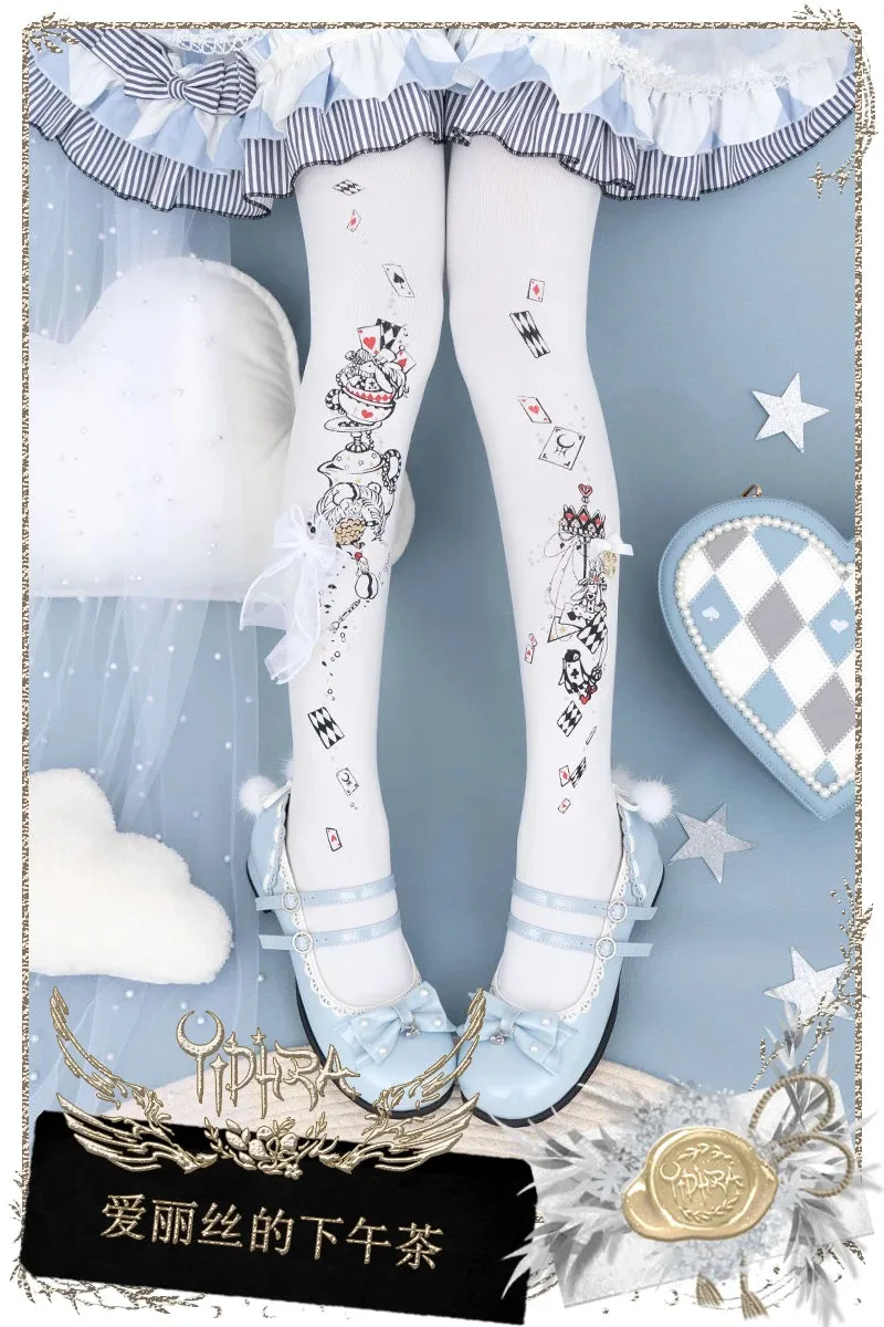 Alice's Afternoon Tea ~ Sweet Lolita Patterned Tights by Yidhra