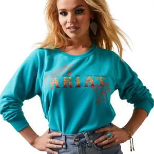 Ariat Women's REAL Viridian Green Rose Sweatshirt