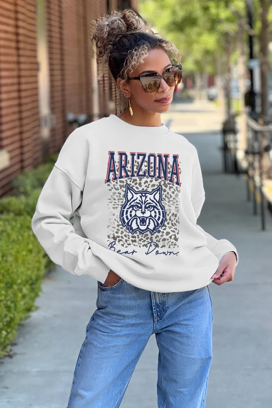 ARIZONA WILDCATS WILD GAME PREMIUM FLEECE DROP SHOULDER CREWNECK PULLOVER