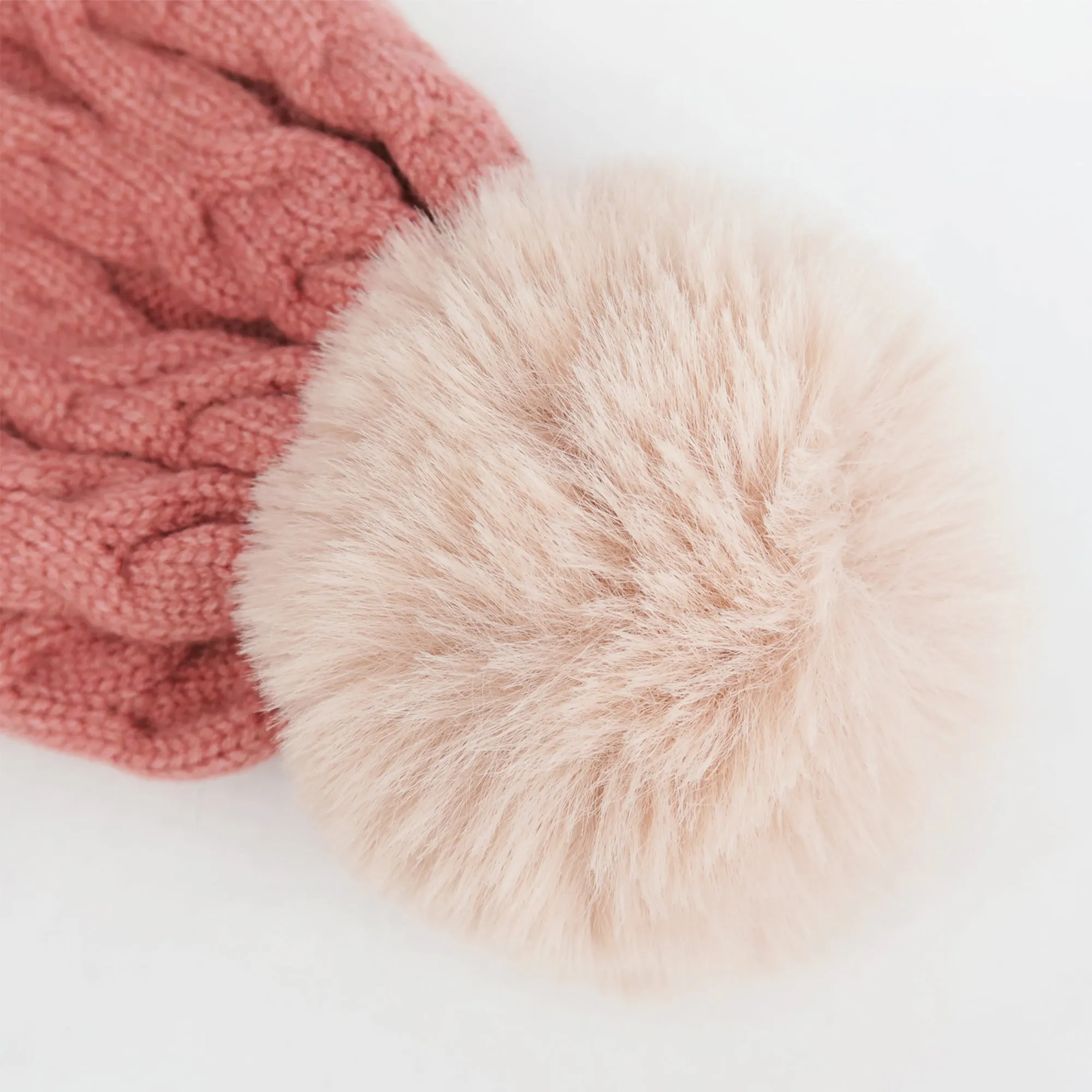 Baby Winter Knit Cotton Lined Pompom Hat | Brown