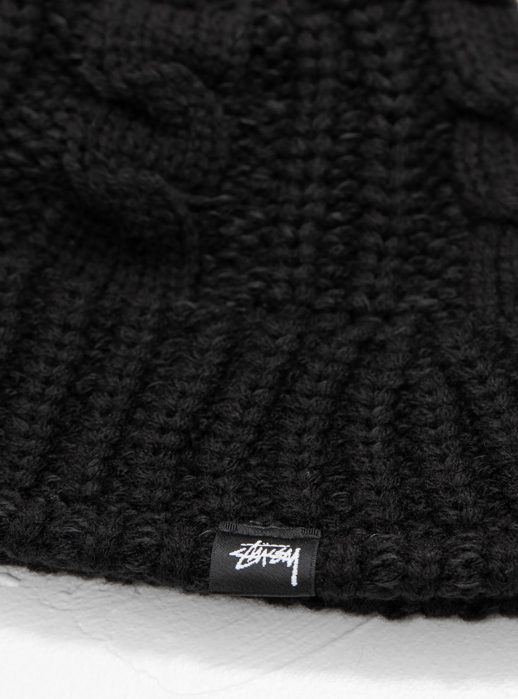 Cable Knit Bucket Hat Black