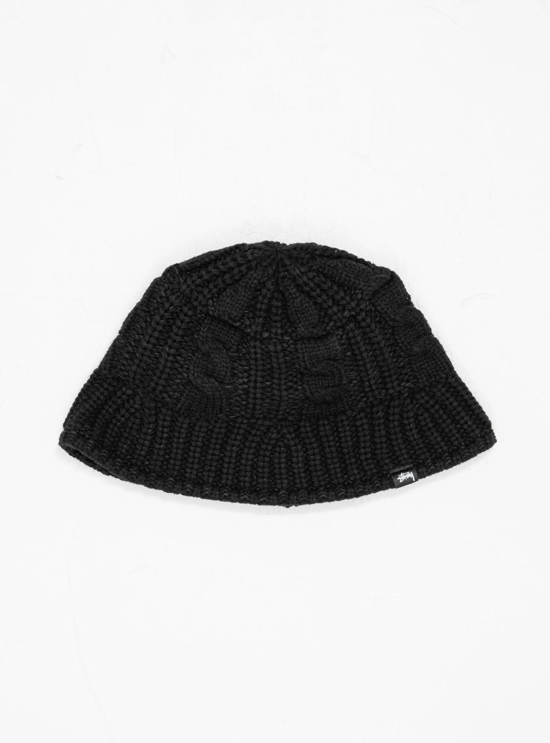 Cable Knit Bucket Hat Black