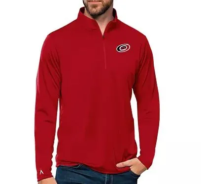 Carolina Hurricanes Red Antigua Tribute 1/4 Zip Pullover