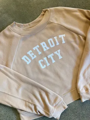 Detroit City Raglan Pullover /  White   Heather Sand  / Women's