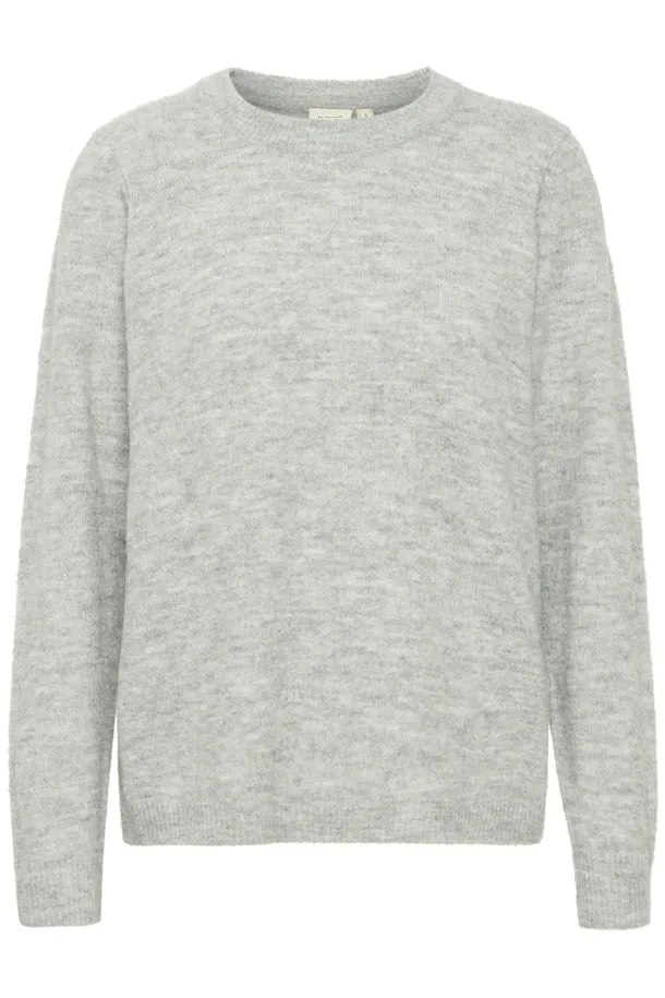 Fransa Ellis Pullover in Light Grey Melange