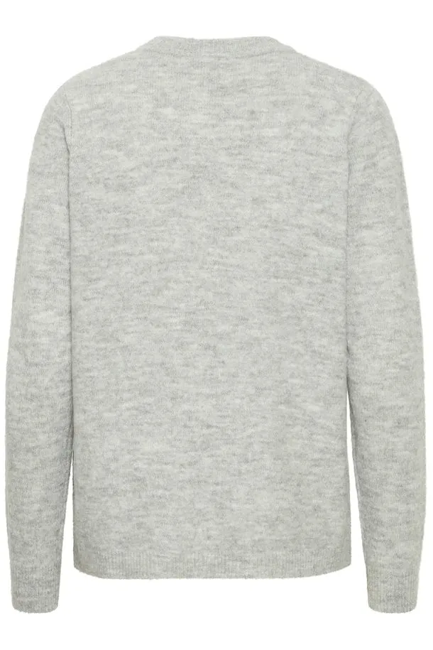 Fransa Ellis Pullover in Light Grey Melange