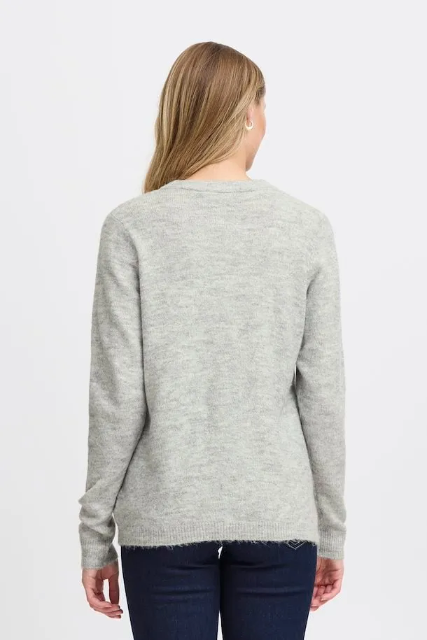 Fransa Ellis Pullover in Light Grey Melange