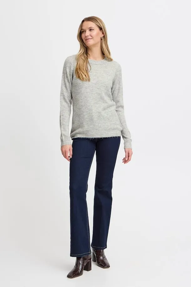 Fransa Ellis Pullover in Light Grey Melange