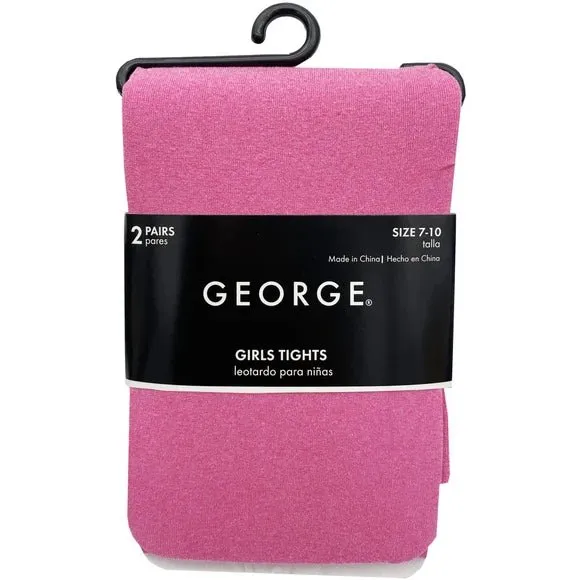 George Pink Size 7-10 Girls 2 Pack Tights (.50 Per Pair)