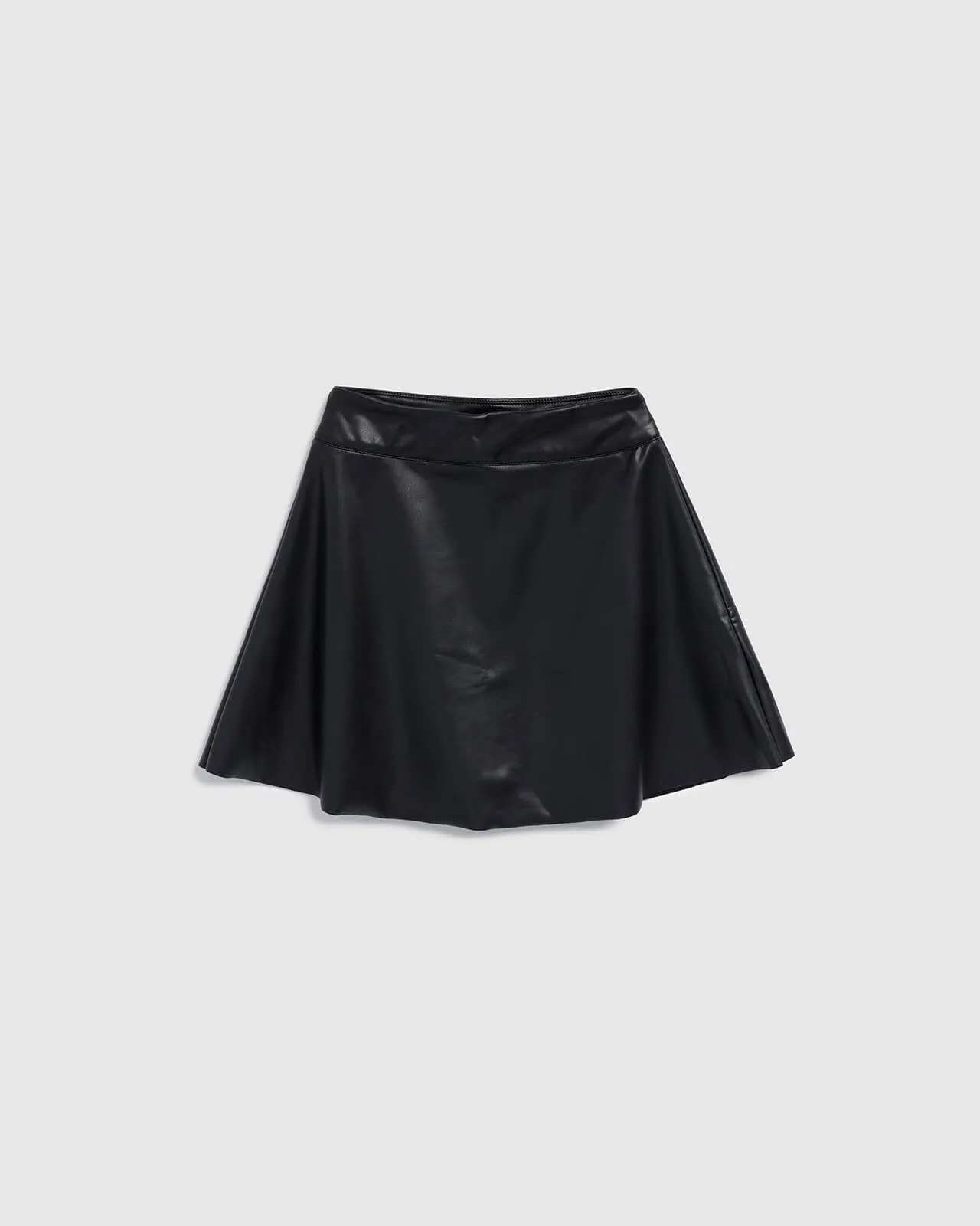 Girls Faux Leather Pleated Skirt