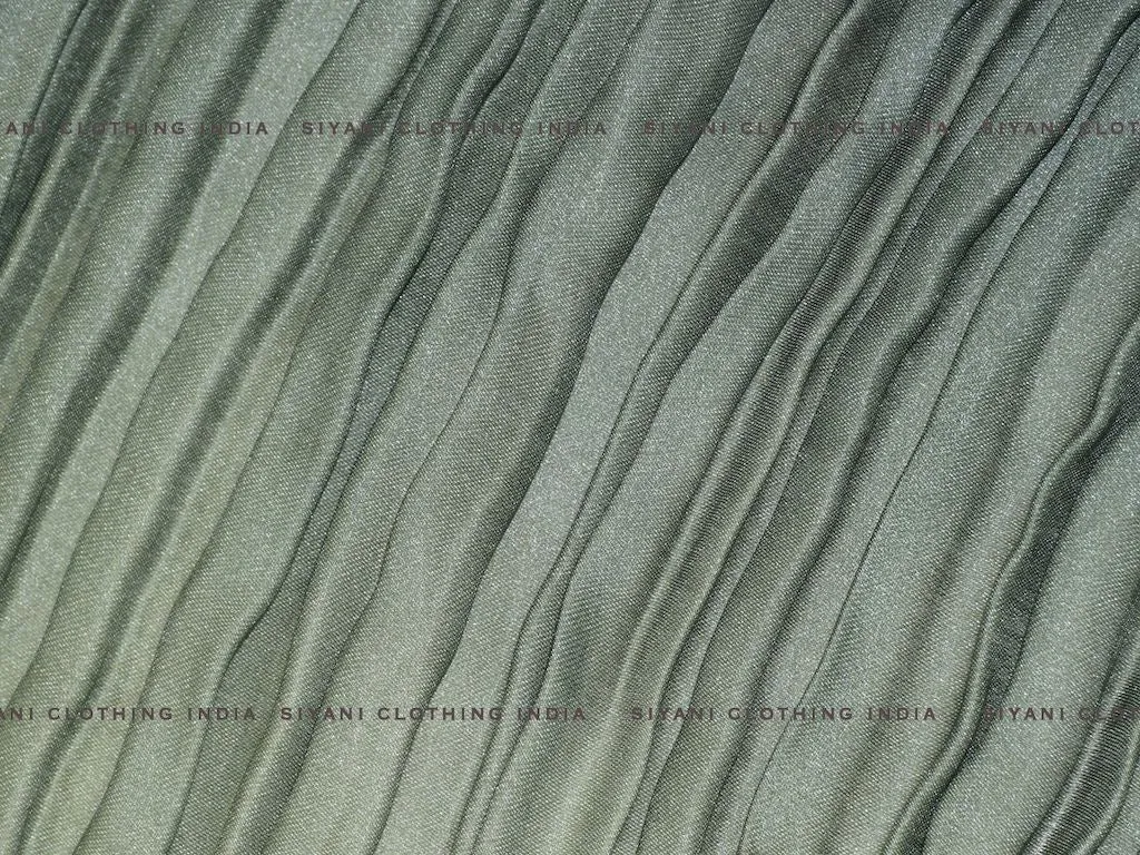 Green Multi Tone Pleated Satin Georgette Fabric