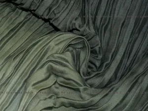 Green Multi Tone Pleated Satin Georgette Fabric