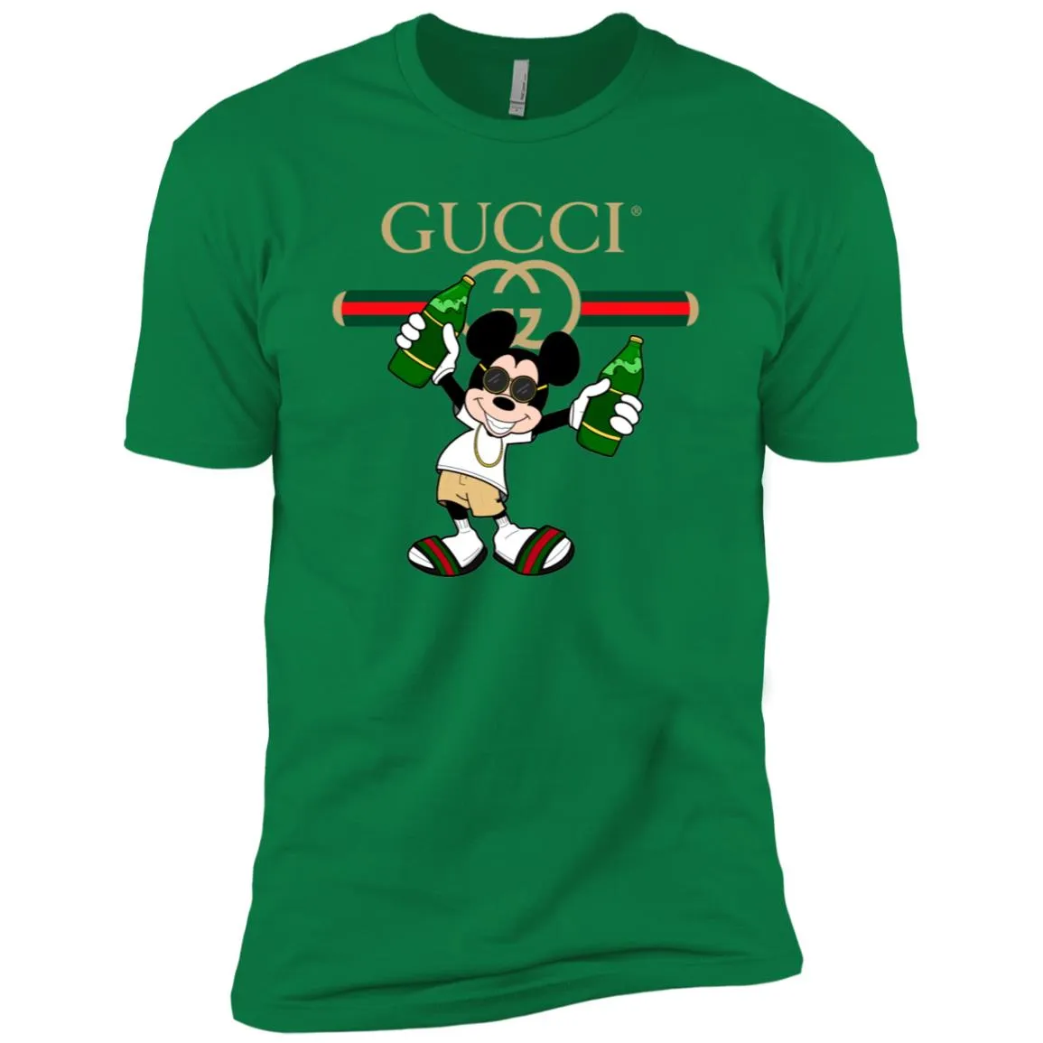 Gucci Mickey Mouse Drink Beer T-shirt Men Short Sleeve T-Shirt