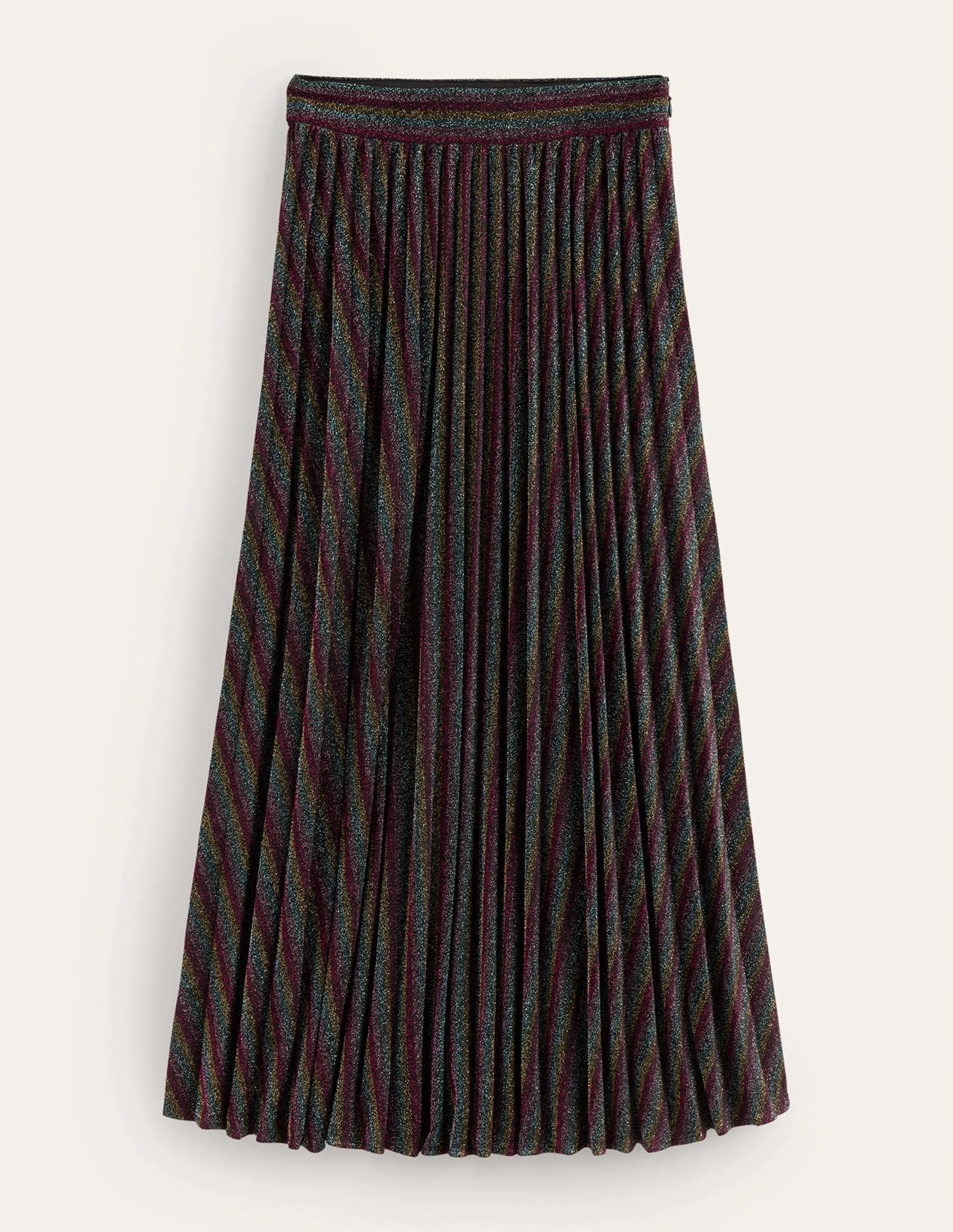 Jersey Metallic Pleated Skirt-Multi Stripe