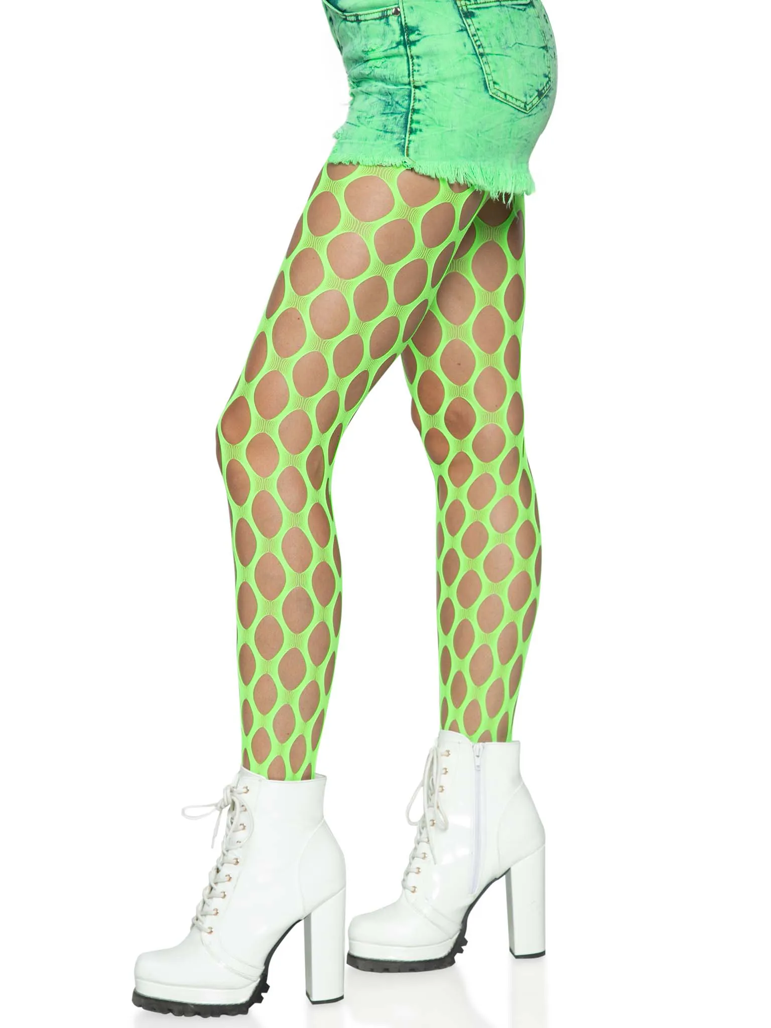 Jumbo Pothole Net Tights - Neon Green - One Size