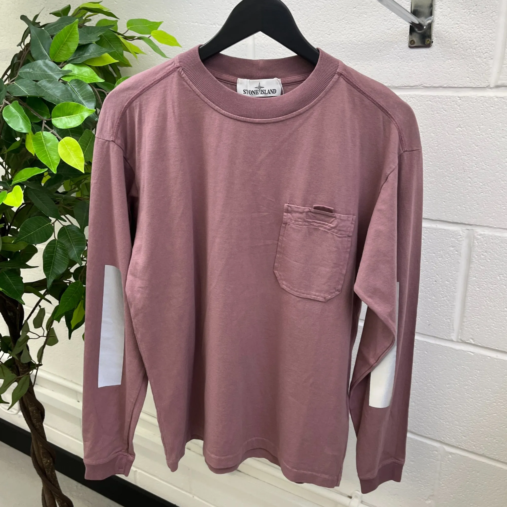 Men's Reflective Panel Long Sleeve T-Shirt Pink Size S