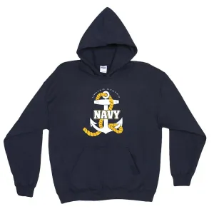 Navy Anchor Pullover Hoodie Sweatshirt