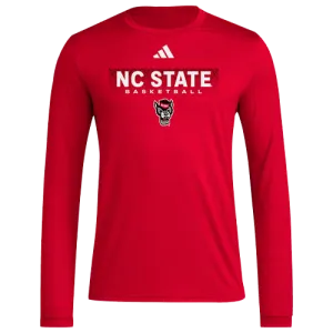 NC State Wolfpack Adidas Red 2024 Pre-Game Basketball Long Sleeve T-Shirt