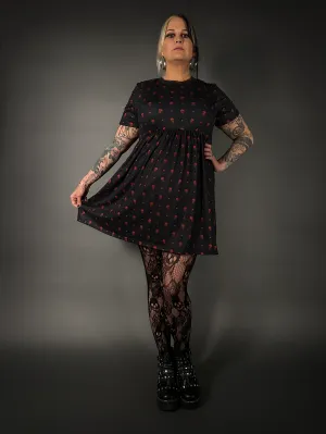 Outfit Set - Tommyrot "Hearts & Skulls" Skater Dress & Rose & Skull Tights by Pamela Mann