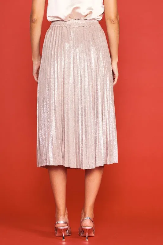 Pleated Midi Skirt - Blush