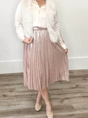 Pleated Midi Skirt - Blush