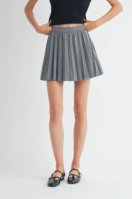 Pleated Mini Skirt - Grey