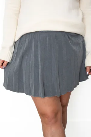 Pleated Mini Skirt - Grey