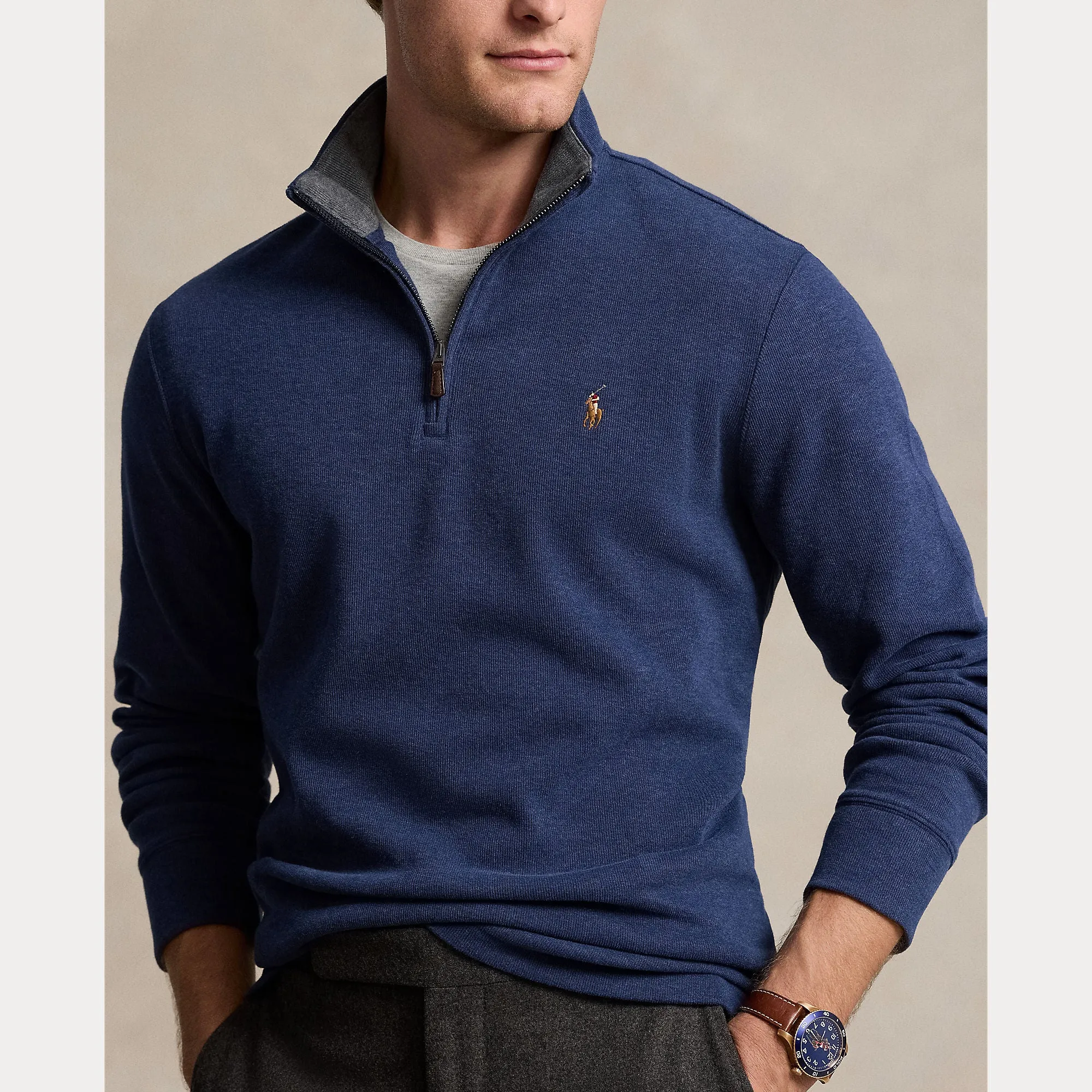 Polo Ralph Lauren Estate-Rib Quarter-Zip Pullover - Navy