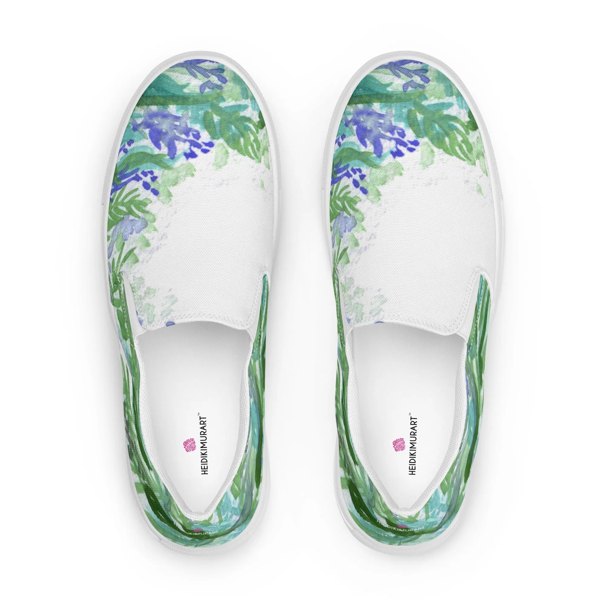 Purple Lavender Women's Slip Ons, Lavender Floral Flower Print Women’s Slip-On Canvas Shoes (US Size: 5-12)