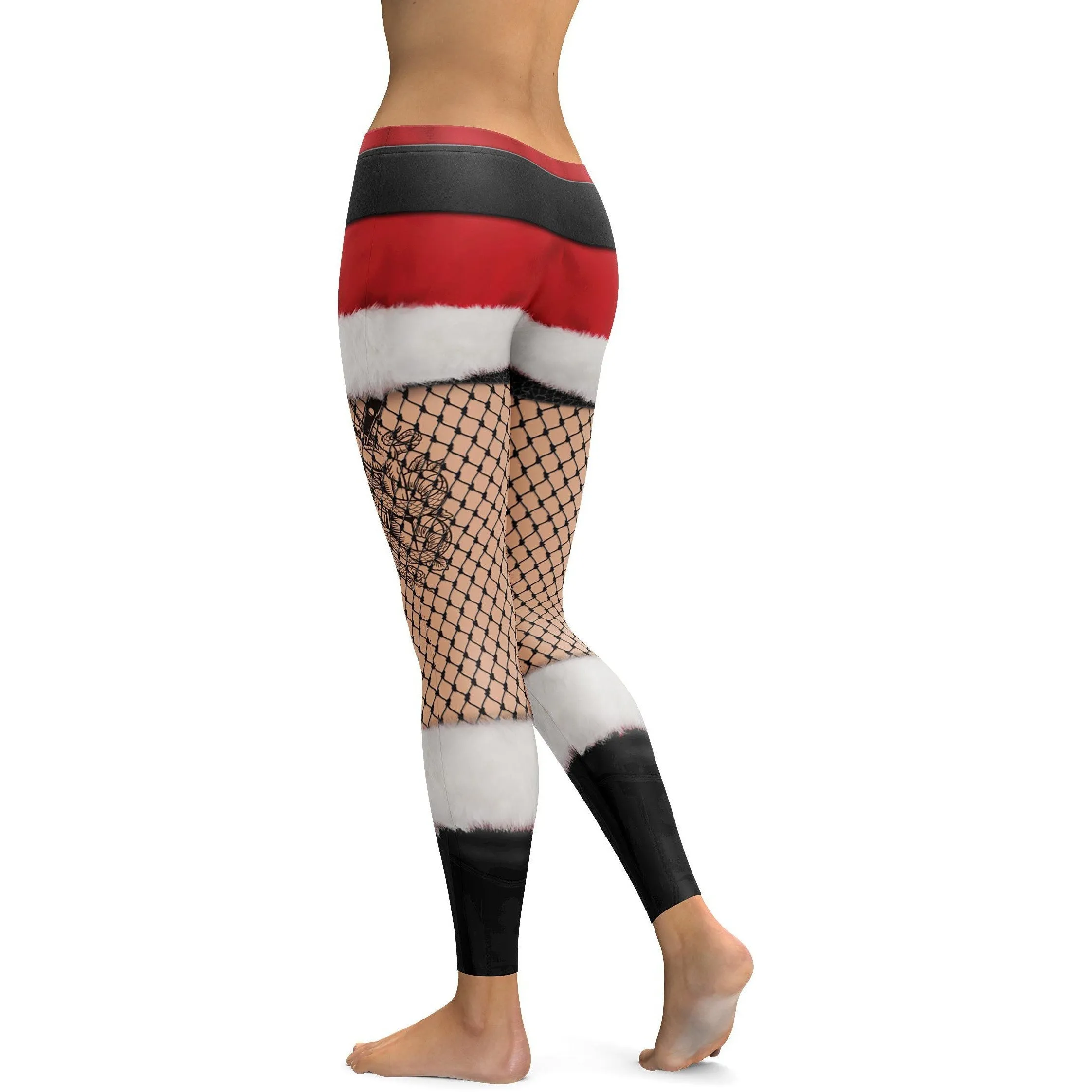 Santa's Shorts and Fishnet Tights Leggings