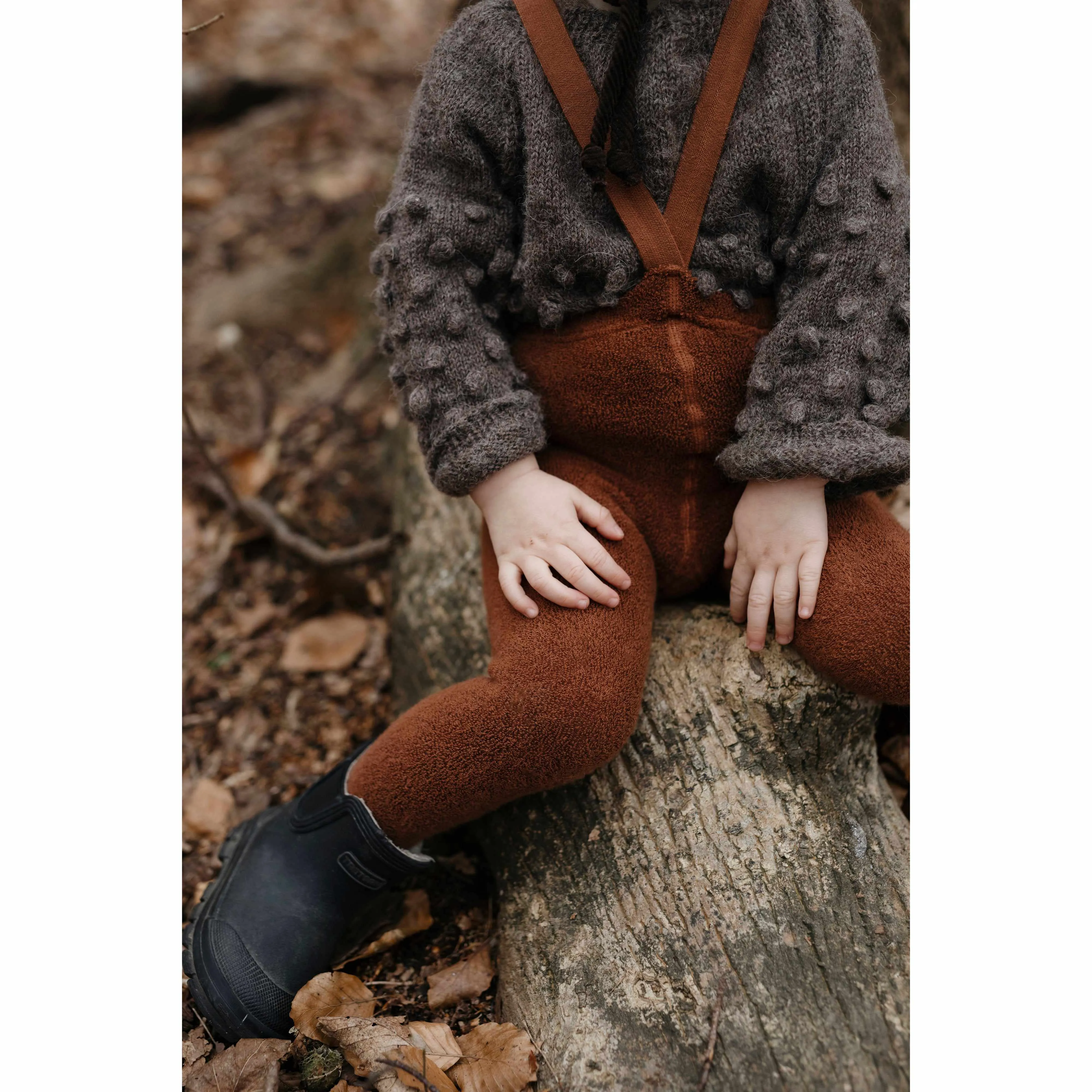 Silly Silas - Teddy warmy footed tights with braces - Cinnamon