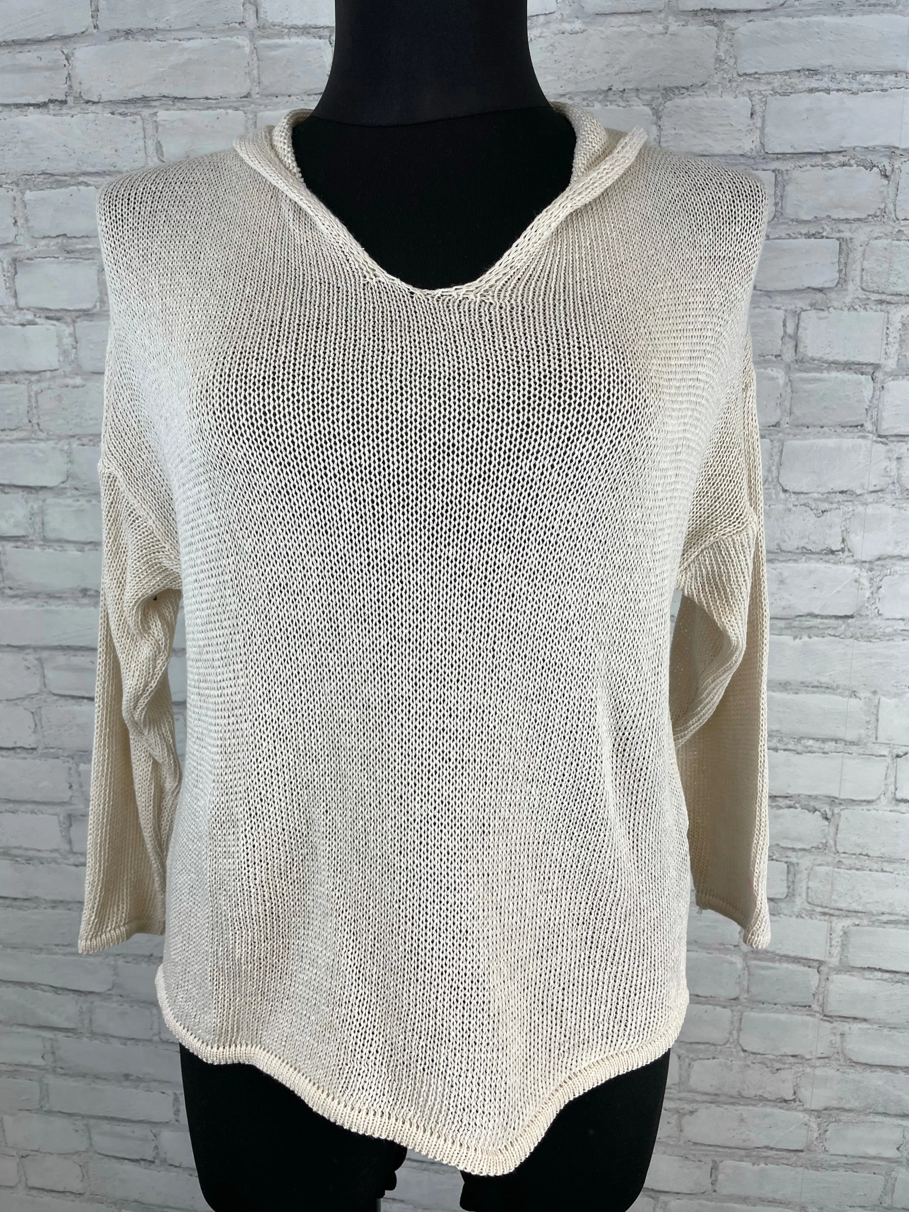 Sommer Strickpullover mit Kapuze