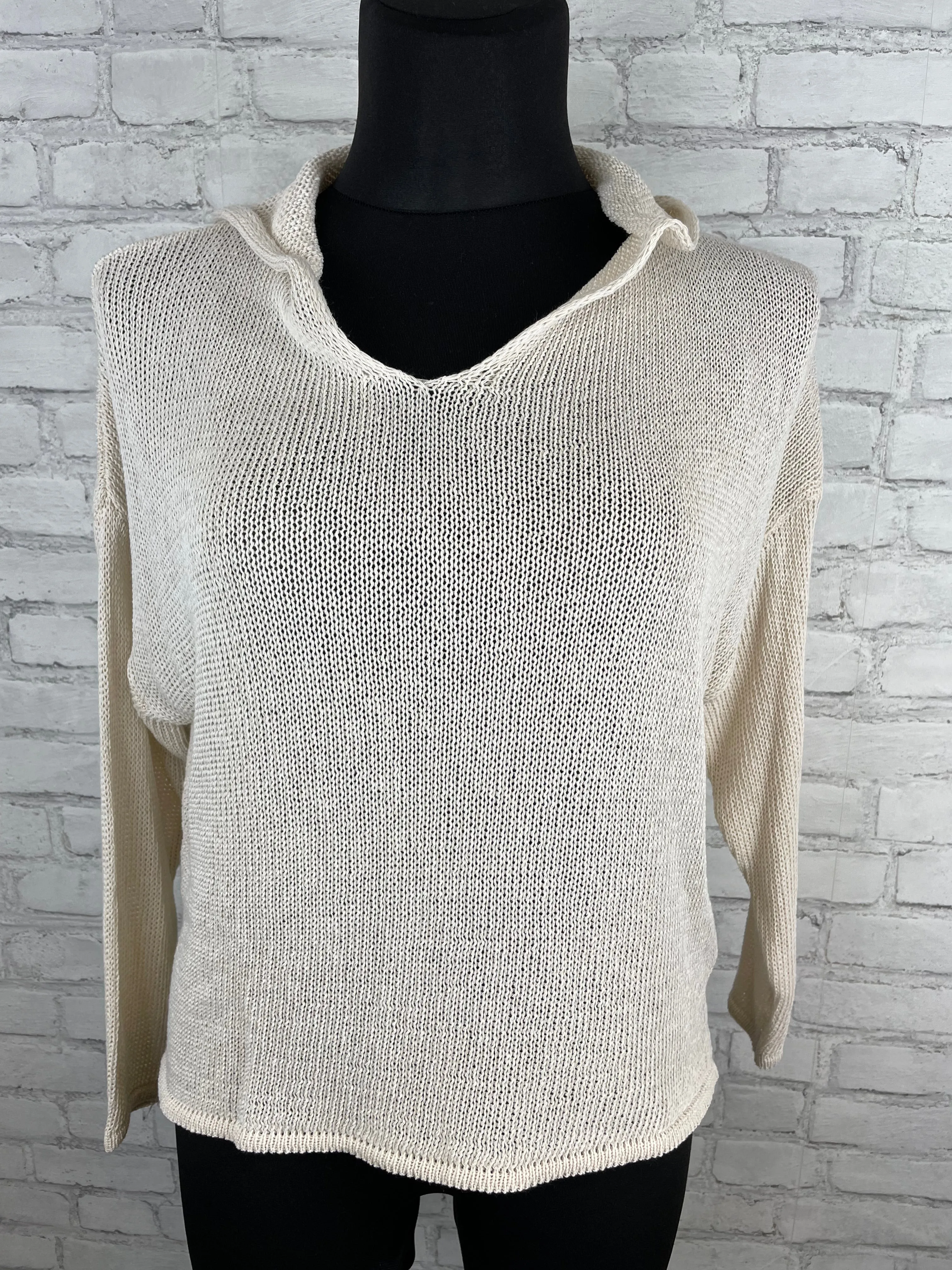 Sommer Strickpullover mit Kapuze