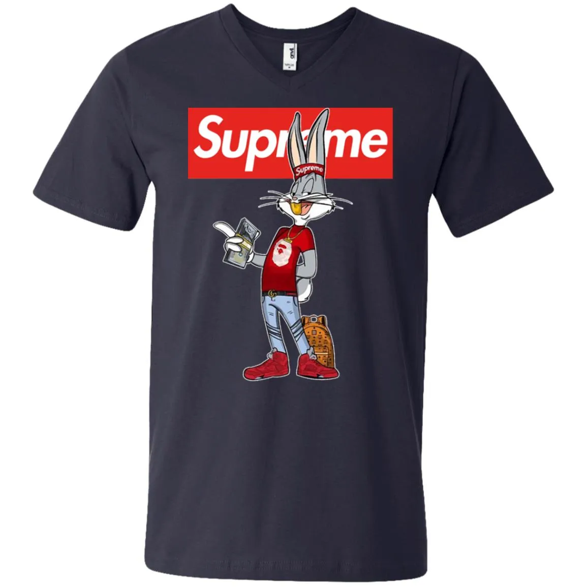 Supreme Rabbit Money Men V-Neck T-Shirt