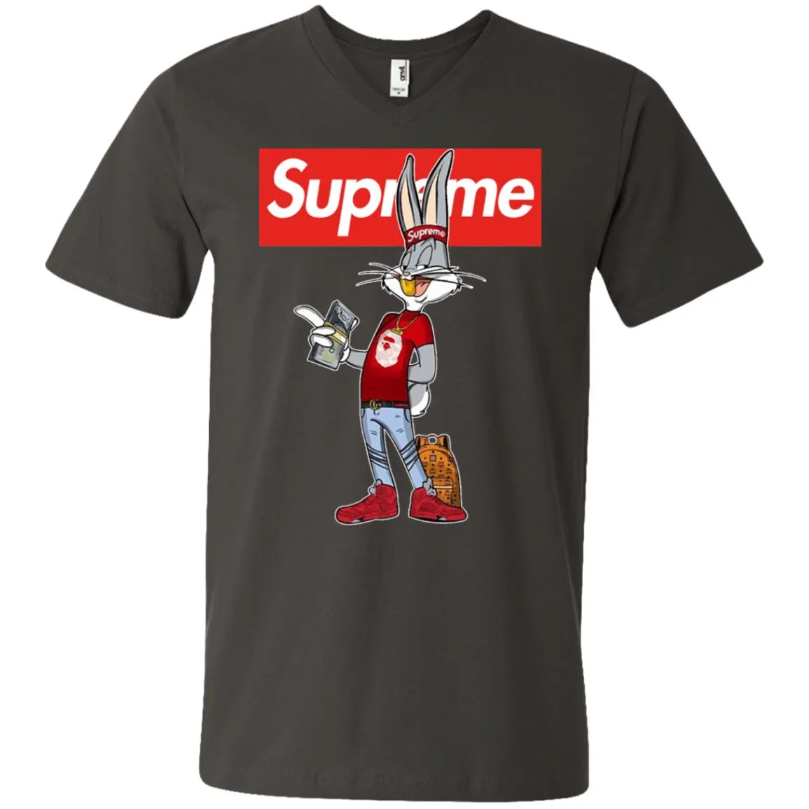 Supreme Rabbit Money Men V-Neck T-Shirt