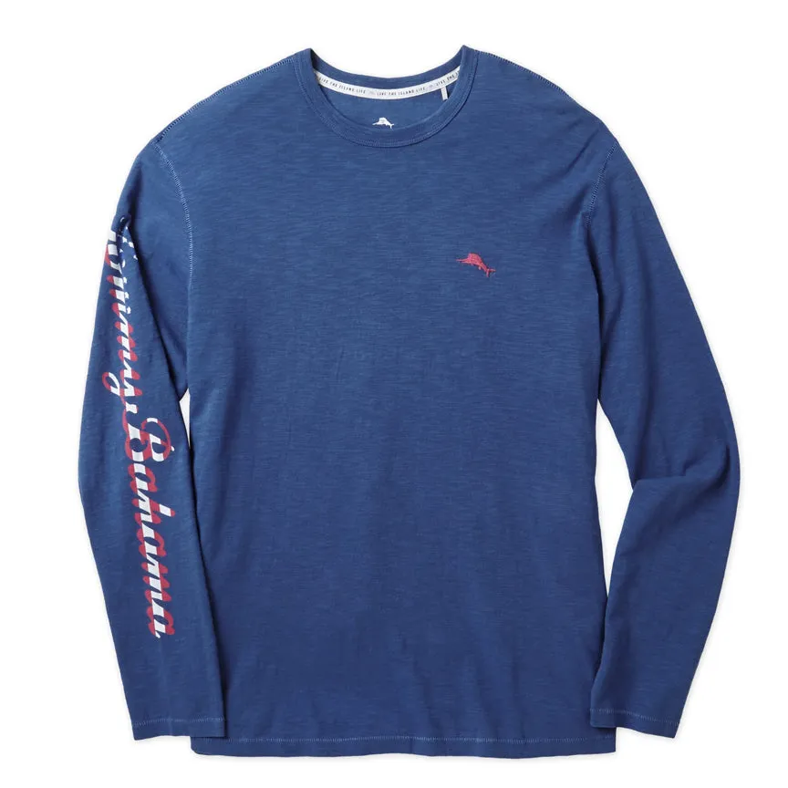 Tommy Bahama Aloha Americana Lux Long Sleeve T-Shirt - Dockside Blue