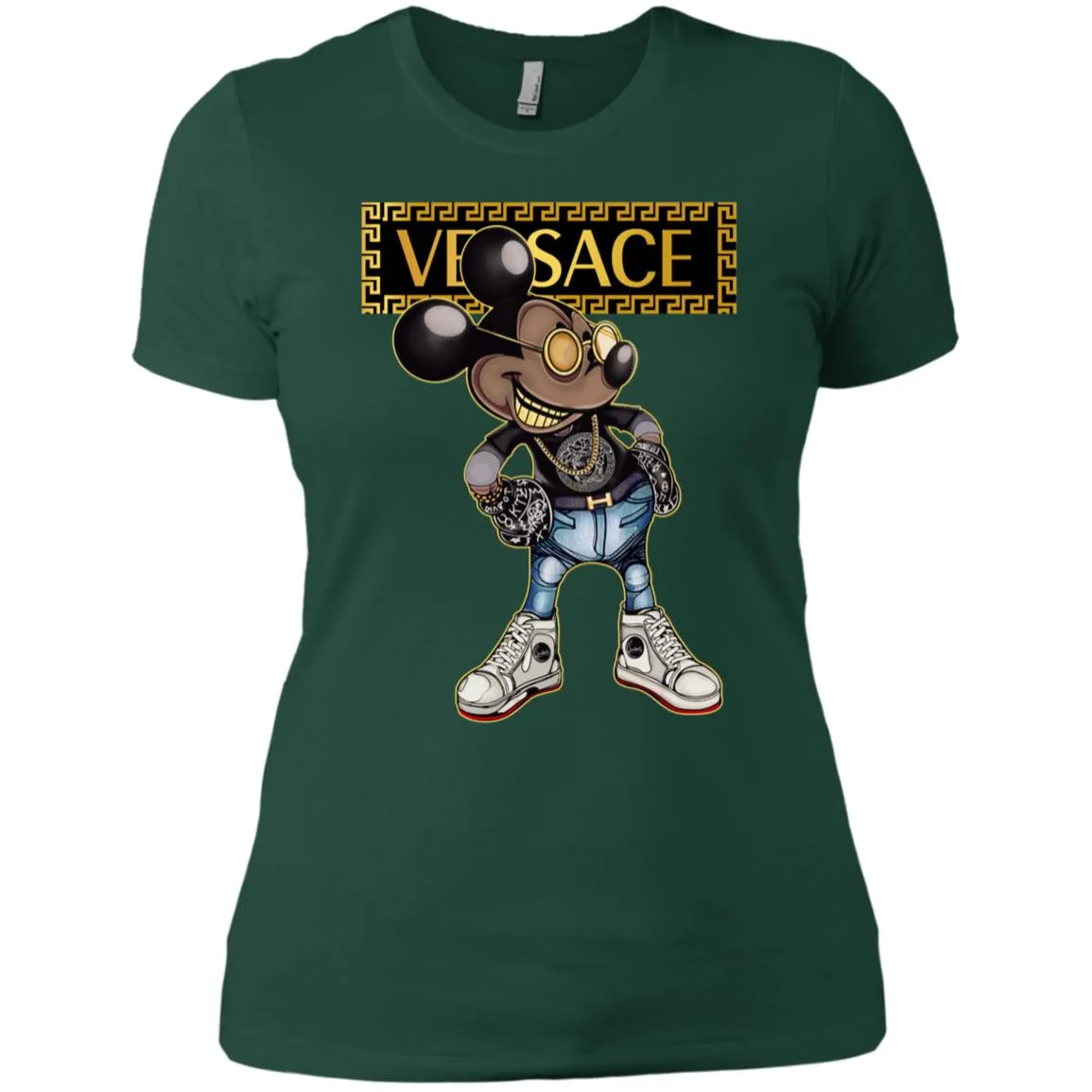 Versace Mickey Mouse Cartoon T-shirt Women Cotton T-Shirt