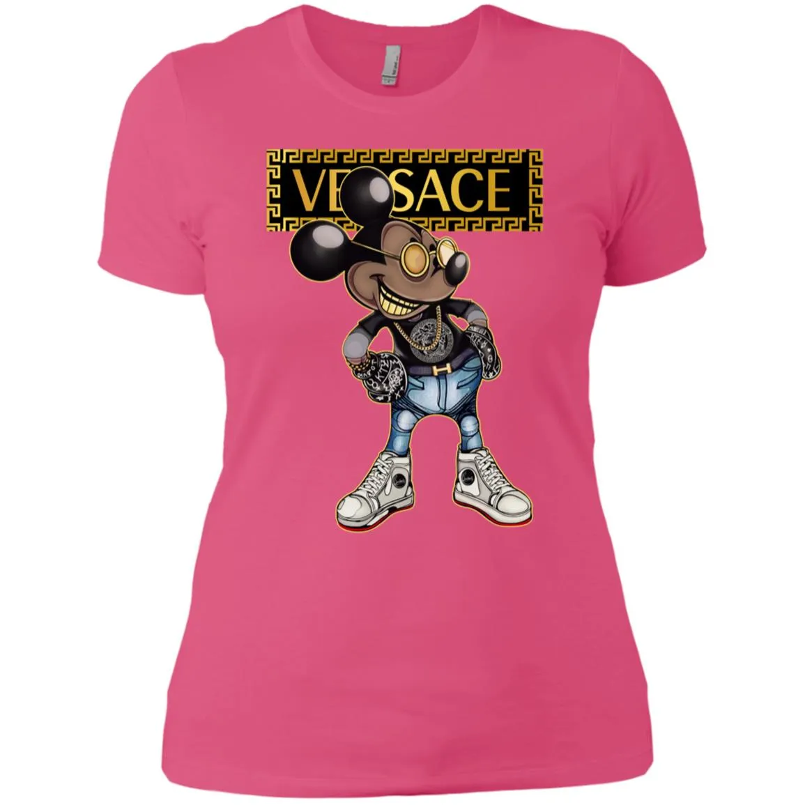 Versace Mickey Mouse Cartoon T-shirt Women Cotton T-Shirt