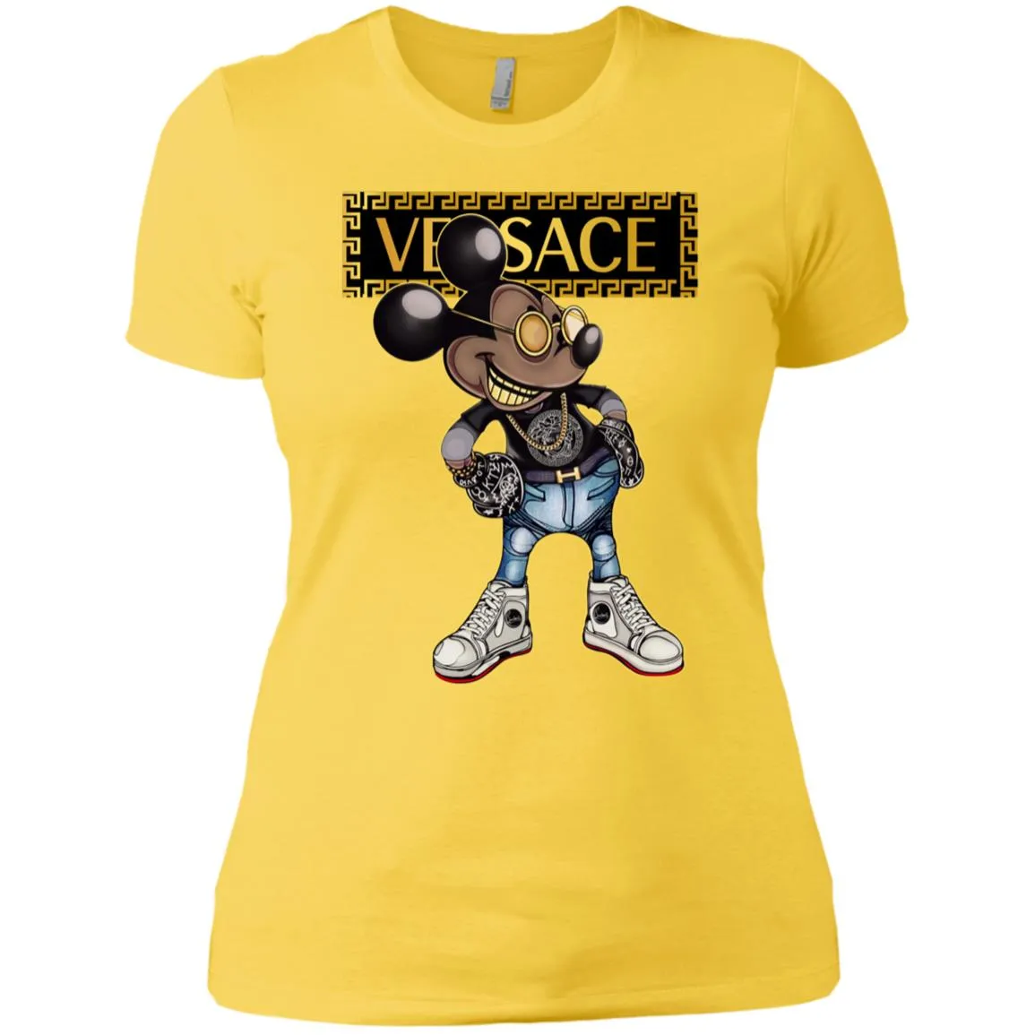 Versace Mickey Mouse Cartoon T-shirt Women Cotton T-Shirt