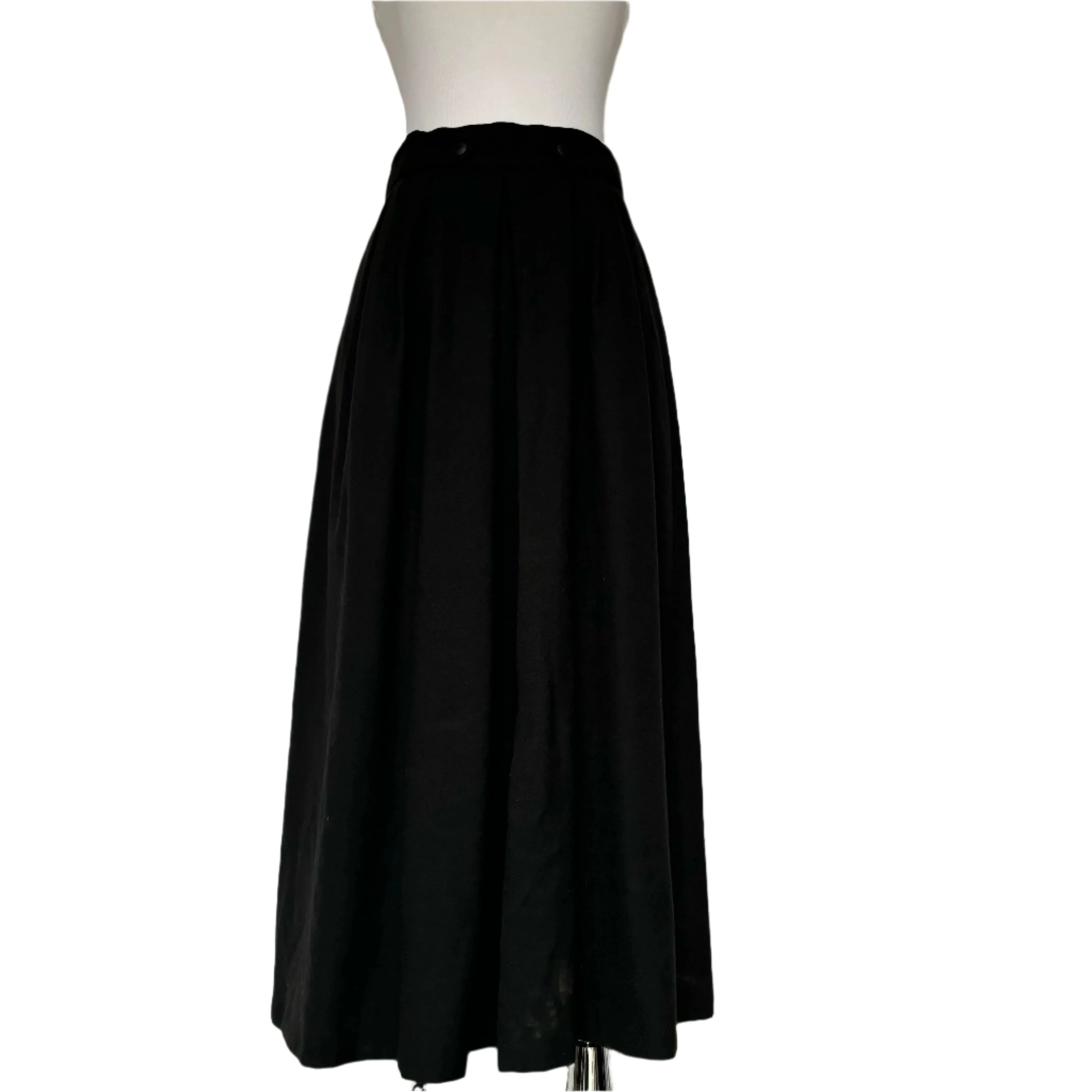 Vintage Black Pleated Midi Skirt