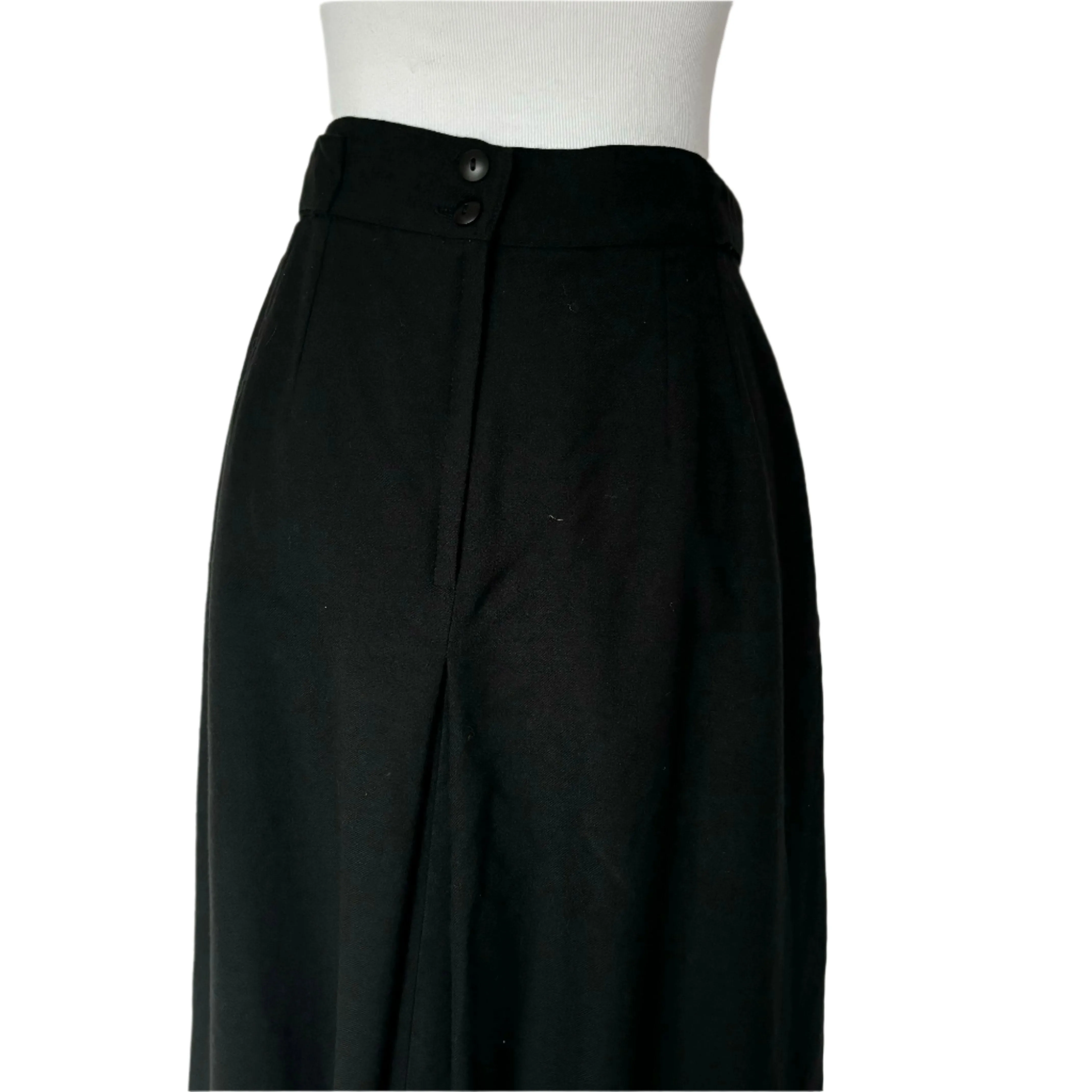 Vintage Black Pleated Midi Skirt