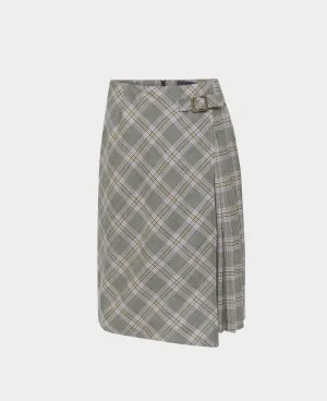 Wrap Pleated Tweed Skirt