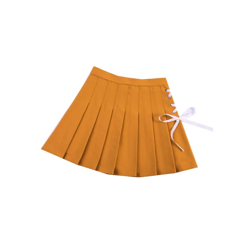 Yellow and Orange Pleated Skirts